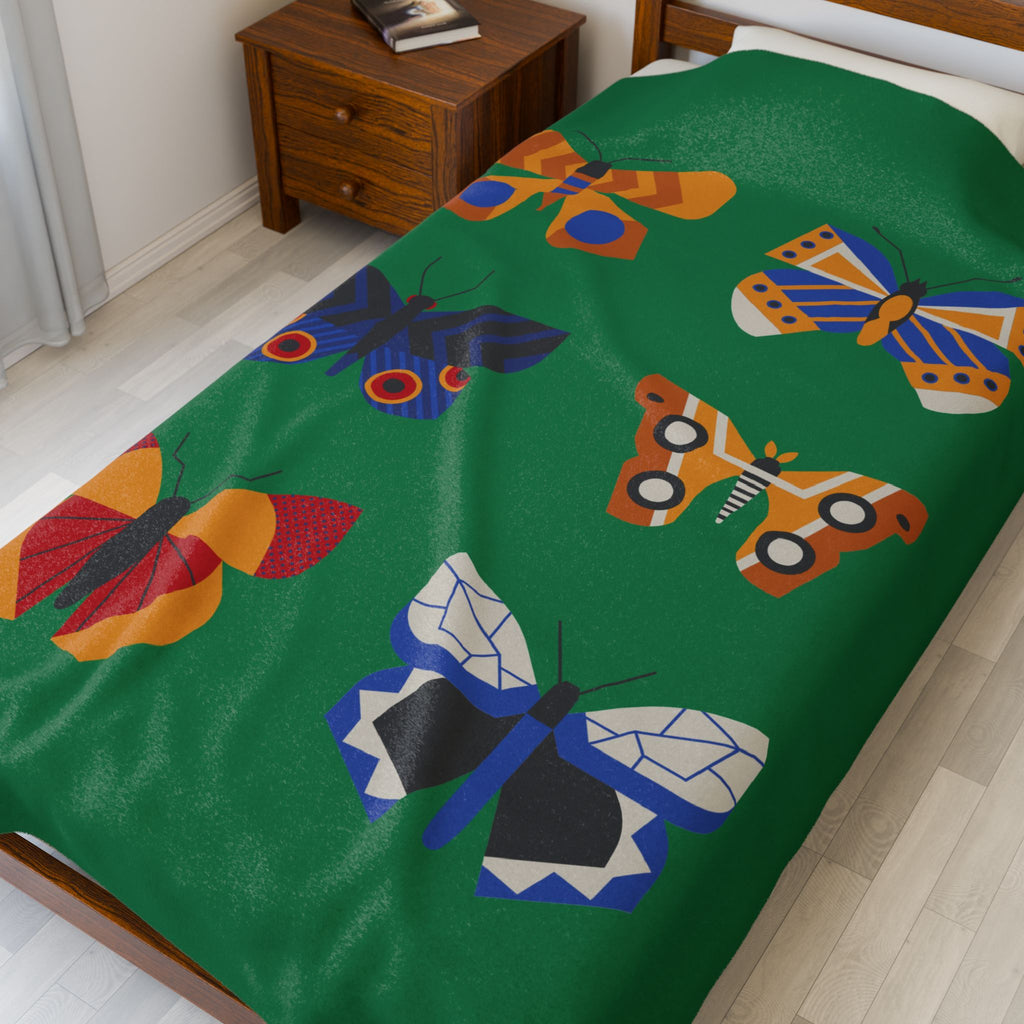 Colorful Butterfly Velveteen Plush Blanket - Cozy Decorative Throw