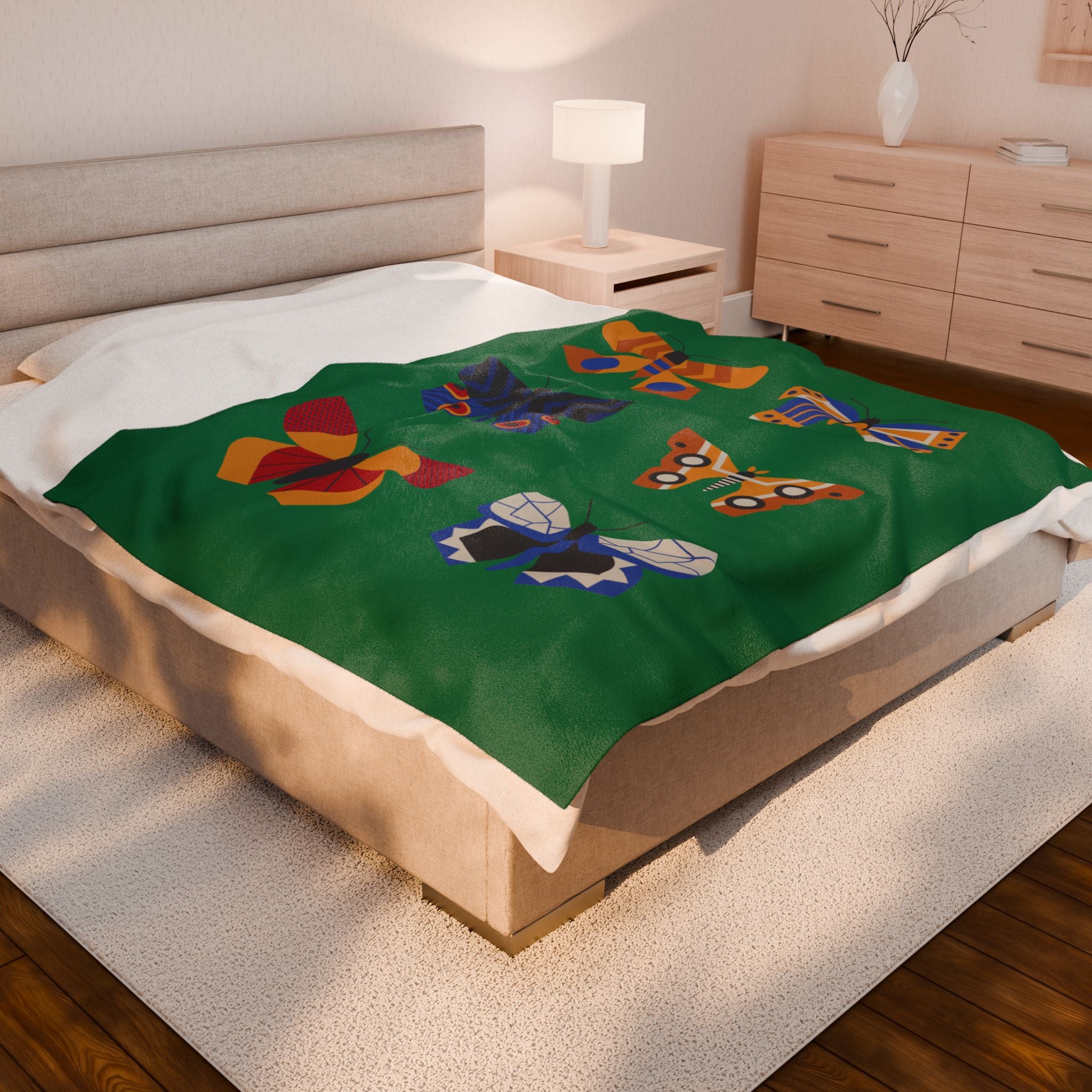 Colorful Butterfly Velveteen Plush Blanket - Cozy Decorative Throw