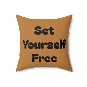 Set Yourself Free Butterfly Print Pillow - Decorative Square Cushion for Home Decor